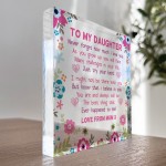 Daughter Gifts From Mum Acrylic Freestanding Keepsake Plaque 