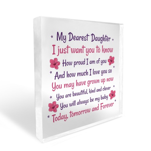 Daughter Gifts Acrylic Block Dearest Daughter Christmas Birthday