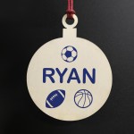 Football Rugby Personalised Christmas Bauble Tree Decoration