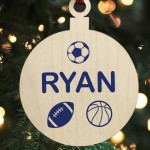 Football Rugby Personalised Christmas Bauble Tree Decoration