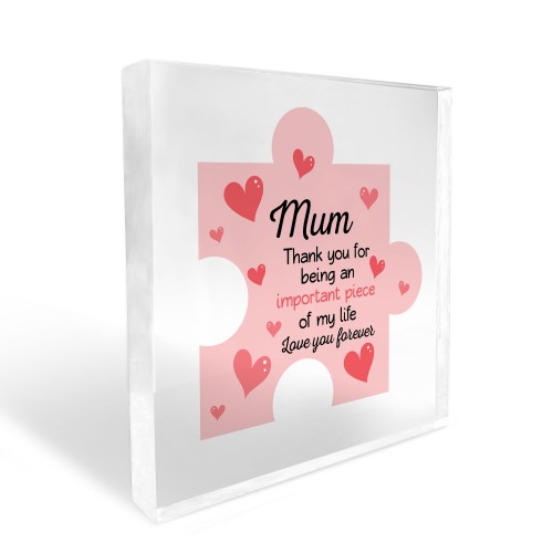 Acrylic Block Puzzle Piece For Mum Mummy Love Hearts Cute