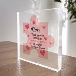 Acrylic Block Puzzle Piece For Nan Nanny Love Hearts Cute