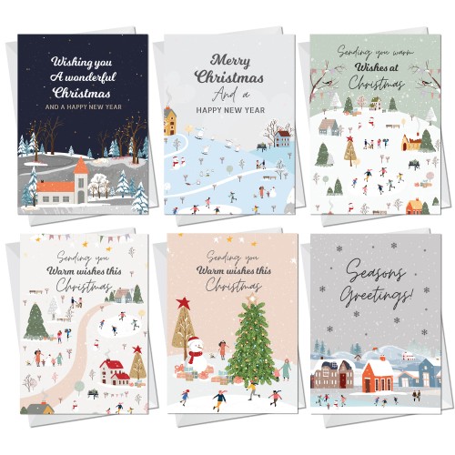 Christmas Cards 30 Pack Xmas Cards Multipack 6 Unique Designs