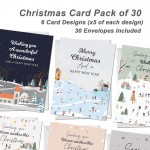 Christmas Cards 30 Pack Xmas Cards Multipack 6 Unique Designs