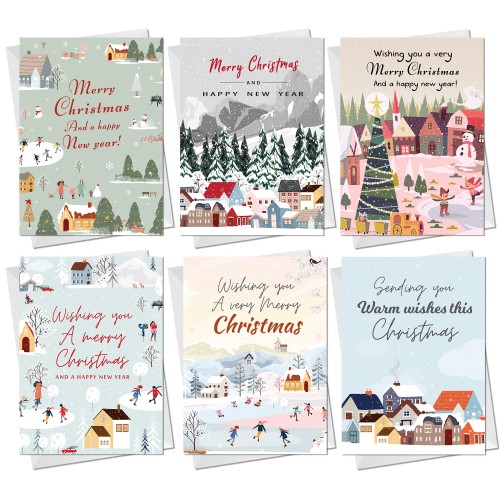 Christmas Cards 30 Multipack Xmas Cards 6 Unique Designs Card