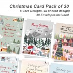 Christmas Cards 30 Multipack Xmas Cards 6 Unique Designs Card