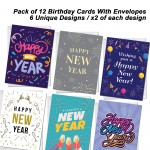 New Year Cards Multipack pack of 12 Happy New Year Cards