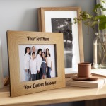 Personalised Oak Wooden Photo Frame Custom Any Text