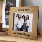 Personalised Oak Wooden Photo Frame Custom Any Text