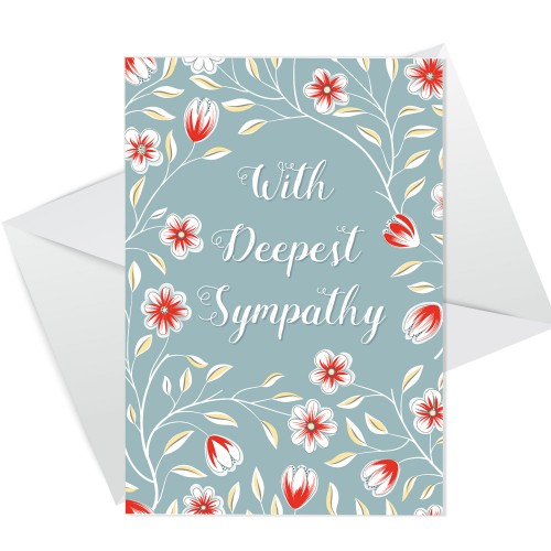 With Deepest Sympathy Floral Heartfelt Condolences Card