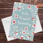 With Deepest Sympathy Floral Heartfelt Condolences Card