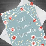 With Deepest Sympathy Floral Heartfelt Condolences Card