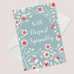 With Deepest Sympathy Floral Heartfelt Condolences Card