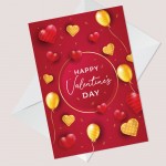 Valentine's Day Card For Husband Wife Cute Balloons Gift Card