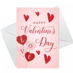 Valentines Day Card Girlfriend Wife Fiancï¿½ Pink Heart Balloons