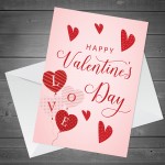 Valentines Day Card Girlfriend Wife Fiancï¿½ Pink Heart Balloons