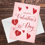 Valentines Day Card Girlfriend Wife Fiancï¿½ Pink Heart Balloons