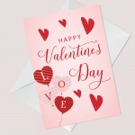 Valentines Day Card Girlfriend Wife Fiancï¿½ Pink Heart Balloons