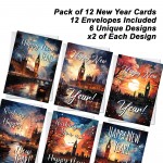 New Year Cards Multipack of 12 Happy New Year Friends Family