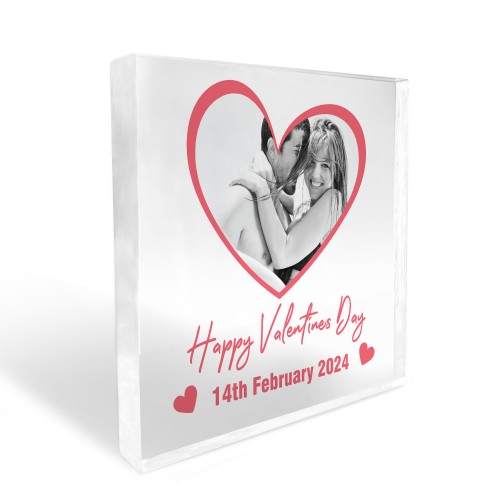 Happy Valentines Day Gift Personalised Photo Block Couple Gifts