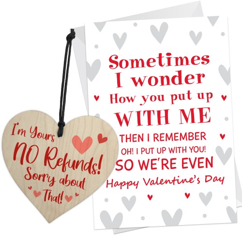 Funny Valentines Day Card Wood Heart Valentine's Day Gifts