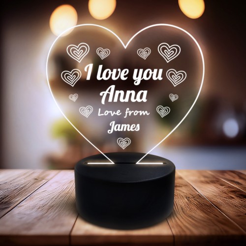 Personalised LED Gift For Boyfriend Girlfriend For Valentines