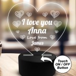 Personalised LED Gift For Boyfriend Girlfriend For Valentines