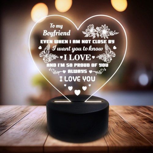 To My Boyfriend Gifts from Girlfriend 3D Illusion Lamp Love You