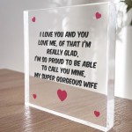 Valentines Day Anniversary Birthday Gift For Wife Acrylic Block