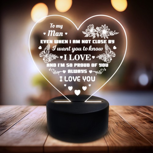 To My Man Gifts from Her 3D Illusion Lamp I Love You