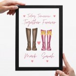 PERSONALISED Valentines Gift For Him Her Welly Boot Couple Gift