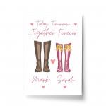 PERSONALISED Valentines Gift For Him Her Welly Boot Print Couple