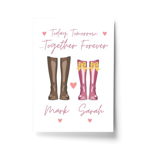 PERSONALISED Valentines Gift For Him Her Welly Boot Print Couple