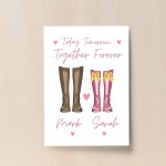 PERSONALISED Valentines Gift For Him Her Welly Boot Print Couple