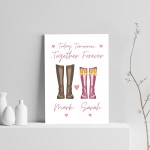 PERSONALISED Valentines Gift For Him Her Welly Boot Print Couple