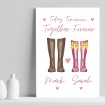 PERSONALISED Valentines Gift For Him Her Welly Boot Print Couple