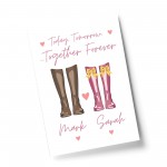 PERSONALISED Valentines Gift For Him Her Welly Boot Print Couple