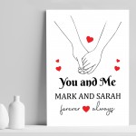 Valentines Gifts For Him Her Boyfriend Girlfriend Hands Print