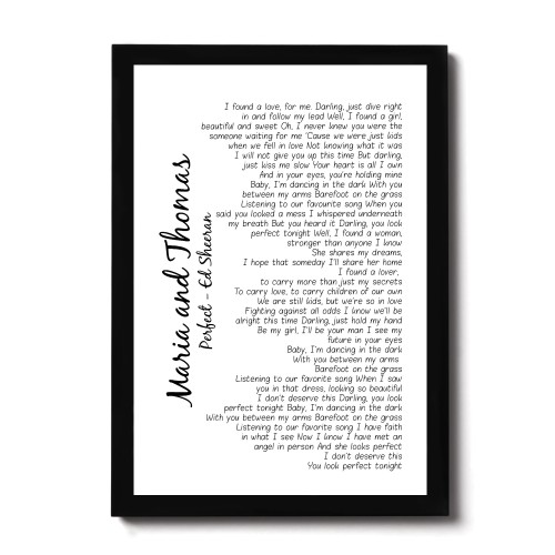 Wedding Anniversary Gift Personalised Wedding Song Framed Print