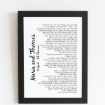 Wedding Anniversary Gift Personalised Wedding Song Framed Print