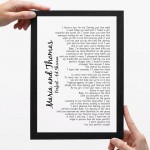 Wedding Anniversary Gift Personalised Wedding Song Framed Print