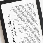 Wedding Anniversary Gift Personalised Wedding Song Framed Print