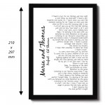 Wedding Anniversary Gift Personalised Wedding Song Framed Print