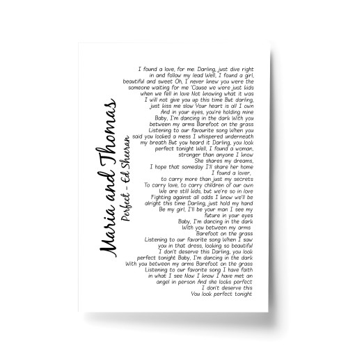 Wedding Anniversary Gifts Personalised Wedding Song Print Gift