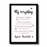 Personalised Valentines Gift For Couples Framed Poem Gift