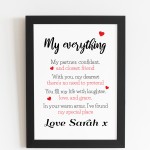 Personalised Valentines Gift For Couples Framed Poem Gift