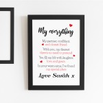 Personalised Valentines Gift For Couples Framed Poem Gift