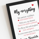 Personalised Valentines Gift For Couples Framed Poem Gift