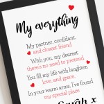 Personalised Valentines Gift For Couples Framed Poem Gift