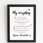 Personalised Valentines Anniversary Gift For Him Her Framed Poem